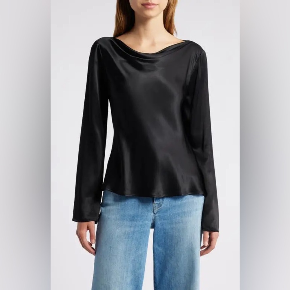 Rails Black Satin Blouse
